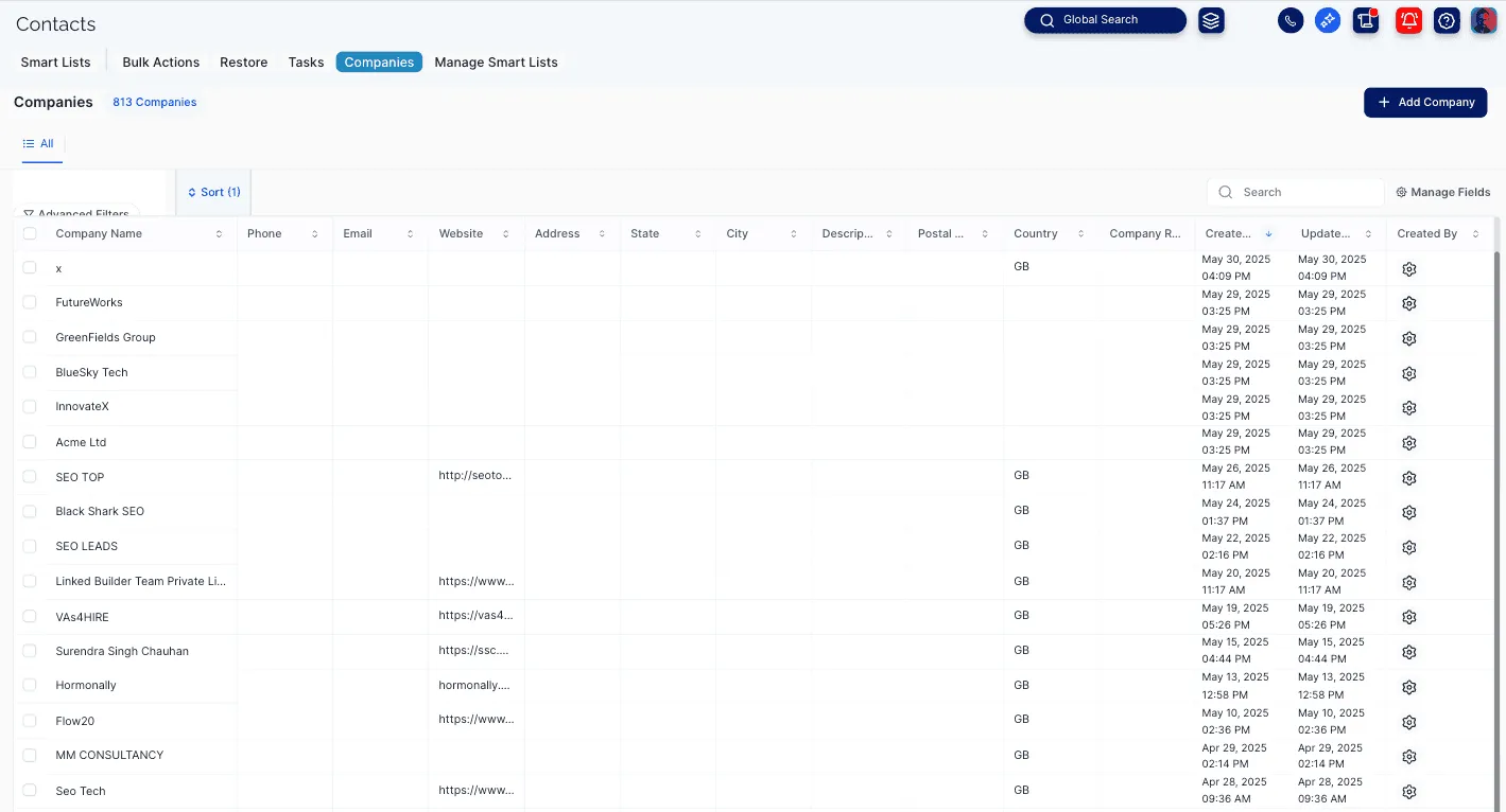 CRM contacts management